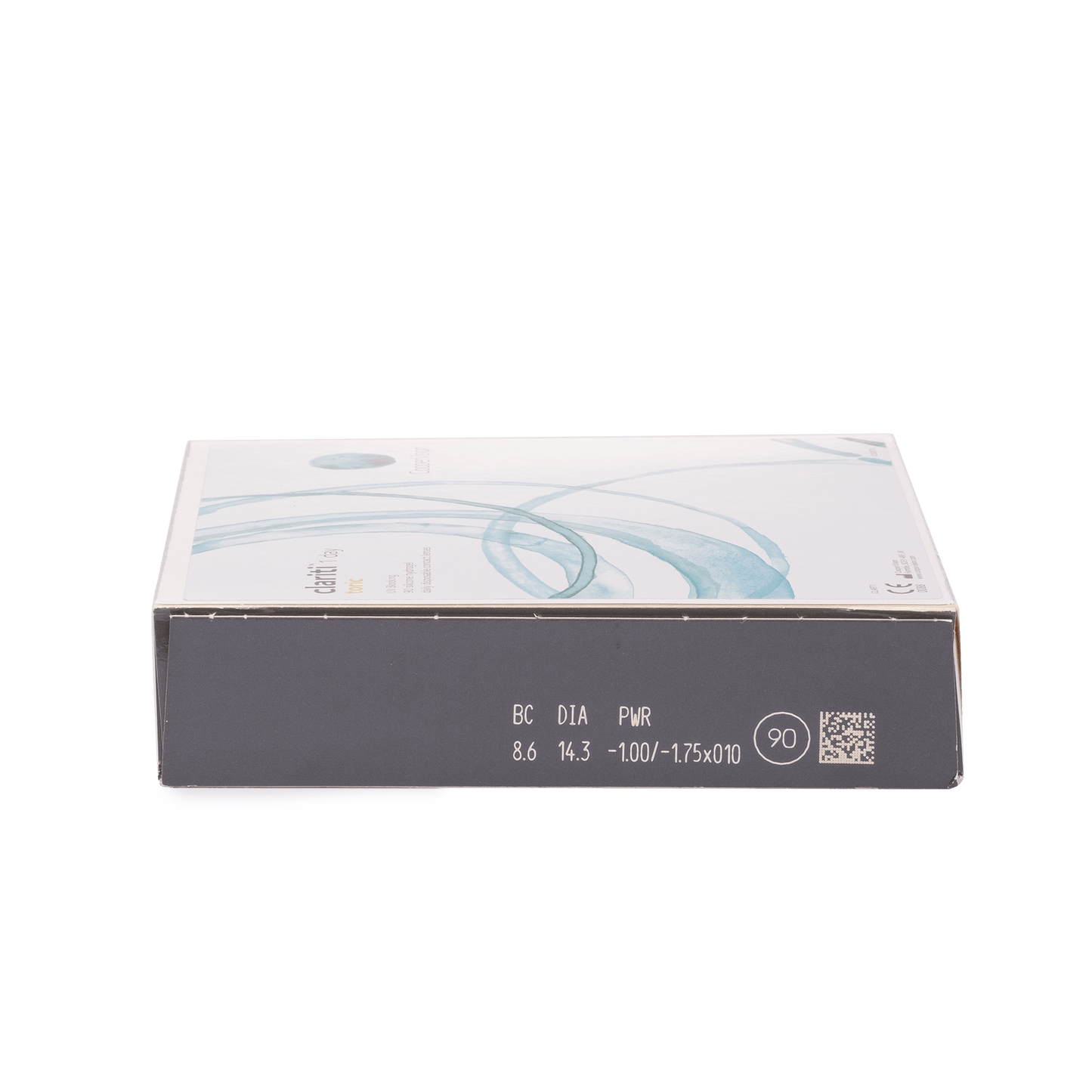 a box of contact lenses has a barcode on the side