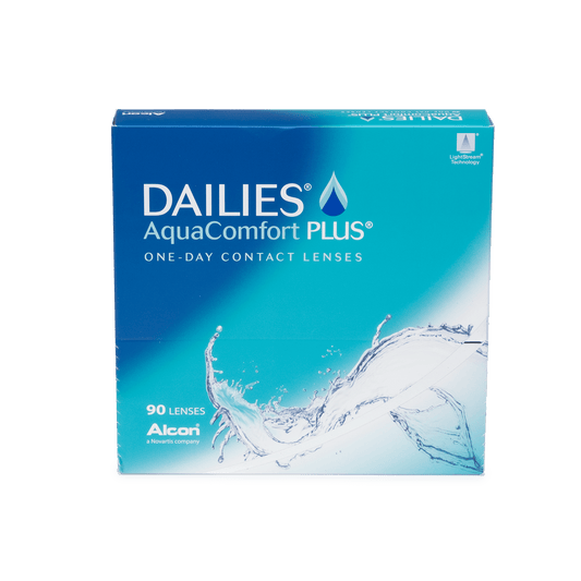 a box of dailies aquacomfort plus contact lenses