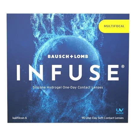 a box of bausch + lomb infuse silicone hydrogel one-day contact lenses
