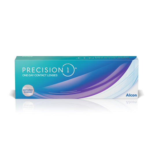 a box of precision 1 one day contact lenses